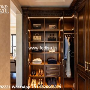Modern Wardrobe Design with Glass and Wood No-9913