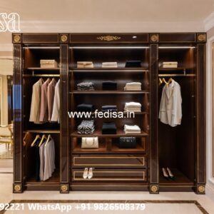 Wooden Wardrobe Design with Elegant Detailing No-9934