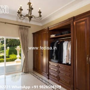 Stylish Wardrobe Design with Wooden Texture No-9976