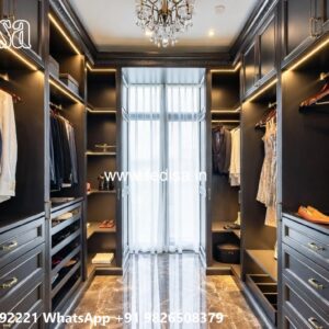 Elegant Classic Wardrobe Design with Carvings No-10493