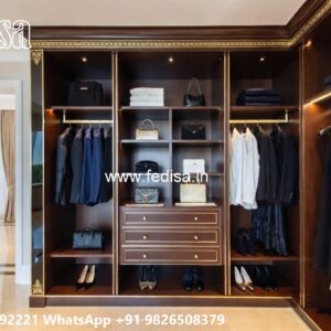 Elegant Wooden Wardrobe with Decorative Carving No-10639