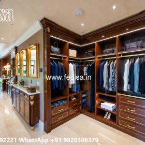 Elegant Wardrobe Design with Rich Wood Texture No-10645