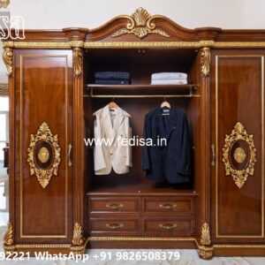 Traditional Wooden Wardrobe with Artistic Craftsmanship No-10749