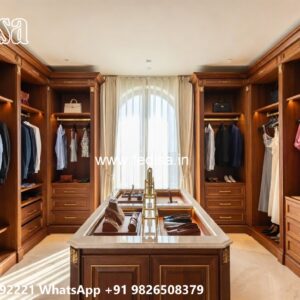 Elegant Wardrobe Design with Gold Accents No-10816